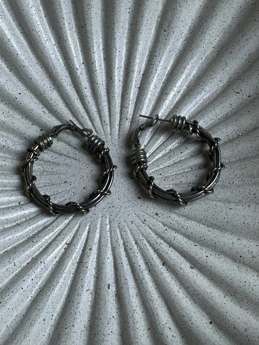 BOGO FREE BARB WIRE ROCKER HOOP EARRINGS